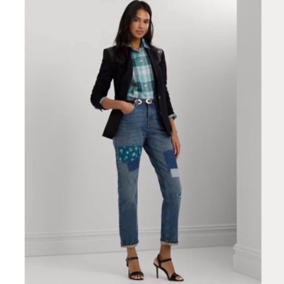 NWT Ralph Lauren Patchwork Boyfriend Jeans - Picture 2 of 16